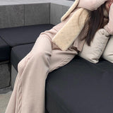 LP Old Money Knitting Set Classic Pit Strip Open Shirt + Linen Trousers