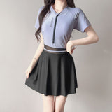 Swimsuit Fashion Sports Increase Students Breast Cover Thin Swimsuit Conservative Bubble Hot Spring Skirt Swimsuit