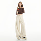 Vintage High Street Cotton Loose Broad-Legged Jeans Street Tud Trousers Gray Trousers