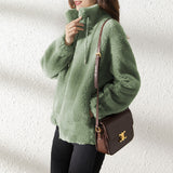 Women's Tide In Winter Plus Thick Double-Sided Velvet Collar To Keep Warm Women's Zip-Up Velvet Women