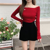 The Tee Class Foundation System Is Very Powerful! Thin Knitted Top Wool Long And Short-Sleeved Woman