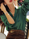 2025 New Ink Green Tops Lightly Cooked French Niche Set Of Tops Women's Design Sense Senior Shirt