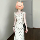 French Temperament White Wave Dot Dress Women's Summer 2025 New Three-Dimensional Flowers Pocketed And Hip Dress
