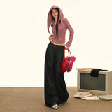 Autumn And Winter New Red Buckle Eyes Low-Waist Loose A-Shaped Washing Water Original Trend Of Cowgirl Broad-Legged Trousers