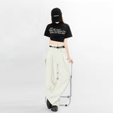 Mali Spring And Autumn 2025 New High Waist Open Bags Of Flided Design Loose Broad Legged Trousers