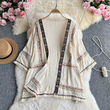 Bohemian Holiday Coat Woman Summer Beach Outside Wearing Heavy Industry Embroidery Loose Cardigan Shawl Sun Protection Shirt