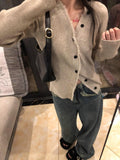 V-Neck Knitted Bottom Cardigan Women's Spring And Autumn Sweater Coat Design Sense Of Small Body Chic Sweet Sleeve Long Sleeve Top