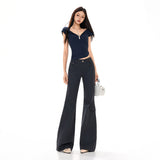 26Ss | 2026 Vintage Solid Color B2 New Drag Languiding Spring And Summer Slimming Feeling Denim