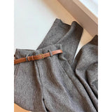 CHAO Class Recommended! Gray Wool Wide Leg Pants Women Autumn And Winter Warm Trousers Soft Woolen Trousers