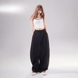 YC&2-Color Retro High-Rise Loose-Fitting Cived Trousers Tight Waist Wide Leg Trousers Pantyhose Panties Casual Trousers Women