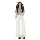 High-Waisted Narrow Version Of Broad-Legged Jeans Women 2026 Autumn And Winter New Design Feel Loose Thin Mop Trousers