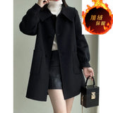 Spring And Autumn Thin 2025 Autumn And Winter New Long Love Buckle Thin Coat Doll Collar This Coat Top Woman
