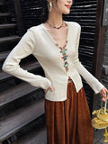 Handmade Nail Bead Knitted Knitted Knitted Knitted Shirt With A New Chinese Top Woman