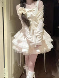 French Sweet And Unique Good-Looking Open-Shirt High-End Sling Coat Fluffy Cake Dress Two Sets Of Small