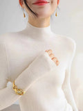 Korean Wearing Gray Half-Neck Knitted Women's Clothing In The Early Autumn And Winter Sweater Bottom Shirt Short Top