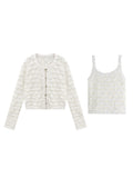 Special Yarn Heavy Industry Lingg Trink Flowers Knitted Shirt Coat + Vest Women Spring And Summer