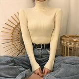 High-Necked Sweater Women 2025 Autumn And Winter Yangqi Inside A Knitted Bottom Shirt Long-Sleeved Cover Solid Color Top Women's Clothing