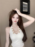 817 # Cimei High-Sensing Metal Chain Decoration Hanging Neck Sling Vest Inside The Method Of Sexual Pure Lust Hottie Showing Thin