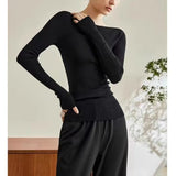 Germany Imported 100 Woolen Knitted Shirt Fashion Simple Word Collar Thin Wool Sweater Set On Top Of The Woman