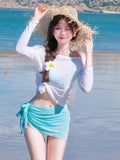 2026 New Bikini Sweet Hot Babes Split Skirt Hot Spring Four-Piece Swimsuit Girl Small Breast Gathering Sunscreen Swimsuit