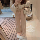 You/Princess Please Buy Knitted Trousers High-Sense Sesame Point Double-Sided Woven Method ~ Set Straight Barrel Hanging Long Pants