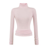 Lyselle Tiansi High Collar With A Bottom Shirt In The Autumn Solid Color Foundation Slim Slimming Waist-On-One Top