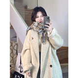 2026 Hepburn Wind Hair This Coat Autumn And Winter Korean Version Of The Loose Small Man This Coat Woman Long Plus Thicken Thick