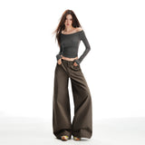 25 Autumn And Winter New Washing Fabric High Waist Thin Design Loose Wide Legs Casual Pants Women