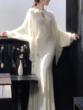 New Chinese-Style Retro Cheongsam Dress With Soft-Creative Knitted Open Shirt