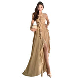 Mori's Traveller Art Vagrant Wind Tied With Lotus Leaf Side Dress Hanging Neck-Lup Dress