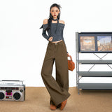 Vintage Autumn And Winter New Denim Trousers Feel Comfortable And Thin And Tugging Every Day Lazy Wind Loose
