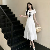 French First Love Doll Collar Giant Good-Looking Dress Women Summer College Style Gentle White Short-Sleeved Temperament Long Dress