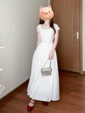 French First Love Pure White Dress 2025 New Summer Small Man Temperament Is Beautiful Waist Dress Square Collar