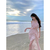 Pure-Temper Beauty Fairy Pink Lotus Side Fairy Pure Lusty Temperament Design Dress