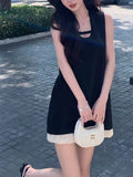 This Year's First Little Black Dress Miu Black Vest Temperament A Short Skirt