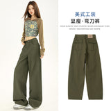 Autumn 2025 Retro Side Slit High Design Loose Broad Legs Thin Cutter Jeans Women's Scissors