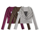 Spice Girl Style Hit Two Ragged Long-Sleeved T-Shirts In The Autumn New Slimming Inside The Bottom Shirt Top
