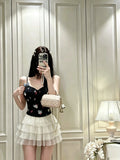 3011# Summer New Sweet Wind Cartoon Print Splicing Sling Sling Vest For Women With Tector Blouse
