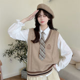 Collider Short-Sleeved Knitted Shirt Sweater Female College Wind Bump Color V Collar Vest Early Autumn Coat New Female Horse Clip