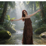 2026 New French Lazy Wind Loose Retro Fog Yarn Sexy Lace Sling Dress Yunnan Tourism Vacation