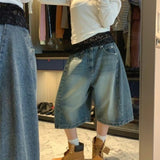 Jinjing's Same High Street Trendy Old Loose Jeans Handsome Boyfriend Atmosphere Feel Thin Five-Point Trousers Woman