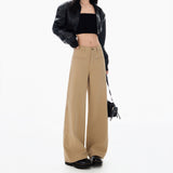 Qaqi Wide-Legged Jeans Women's New Fashion Design In The Fall Of 2025 With A Straight Trouser Trousers Cotton