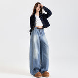 Bamboo Festival Deconstructs Loose Scissors Jeans Men And Women Retro Water Wash Broad Legs New Leisure Trousers Snow Neil