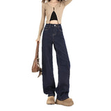 Spring And Autumn Anti-Fading Elastic Straight Color Repair Narrow Version Of Broad-Legged Jeans Women's Leisure