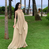 2025 Seaside Holiday Dress High Atmosphere To Take Pictures Goddess Wearing A Big Swing Flowing Fairy Suit Dress