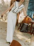 Navy Collar Shawl Sleeveless Little Shirt Women 2026 Spring New Design Knitting Shirt