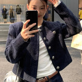 Small Scented Coat Short Model 2025 Long Sleeve Retro Autumn Temperament Round Neck New French Tibetan-Haid Roll Top Lady