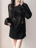 Lazy Wind Loose Outside The Irregular Hollow Hooded Swimsuit Woman's New Body Sling Skirt Four-Piece Set Swimsuit