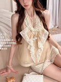 Summer Antique Lace Wearing & Linen Lace Shorts