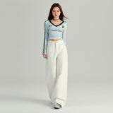 White Broad-Legged Jeans Women's New High-Rise Slim Lazy Windy Tug Trousers In Spring 2026
